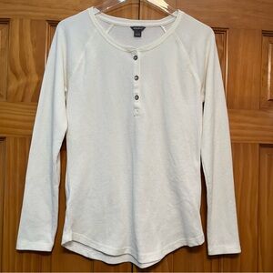Eddie Bauer Ivory Thermal Henley long Sleeve Top Size Small NWT
